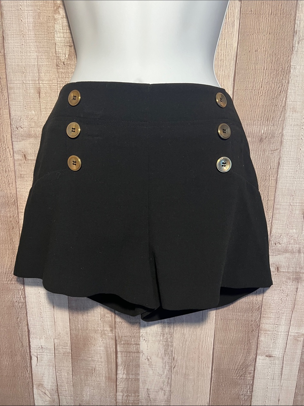 Forever 21 Black High Waisted Gold Button Design Shorts